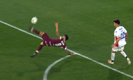 Argentinian forward scores sensational bicycle kick from outside the box