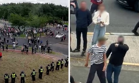 Asylum seekers film rioters making threatening gestures as they surround Rotherham hotel