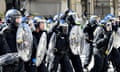 Police officers in riot gear in Liverpool on 3 August 2024.