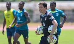 Head Coach Andoni Iraola of Bournemouth during a pre-season training session at Dignity Health Sports Park on July 26, 2024 in Los Angeles, California. 