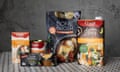 A selection of storebought chicken stocks, chicken stock powders and bone broths.