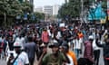Protesters on a wide street