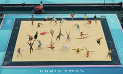 All of the athlete competes in the floor exercise during the Artistic Gymnastics Women's All-Around Final on day six of the Olympic Games.