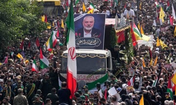 Funeral in Tehran of Hamas leader Ismail Haniyeh and his bodyguard who were killed in an assassination blamed on Israel.