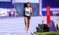 Farida Abaroge competes in the 1500m heats at the Stade de France.