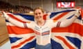 Emma Finucane celebrates winning the gold medal in the women's elite sprint final at the 2023 world championships
