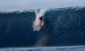 Reo Inaba of Japan rides a huge wave.
