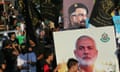 A march protesting against the assassination of the Hamas leader Ismail Haniyeh