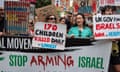 Protesters called on the UK government to end arms sales to Israel in a demonstration in London, Saturday 3 August 2024.
