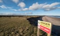 A danger warning sign at Montrose links